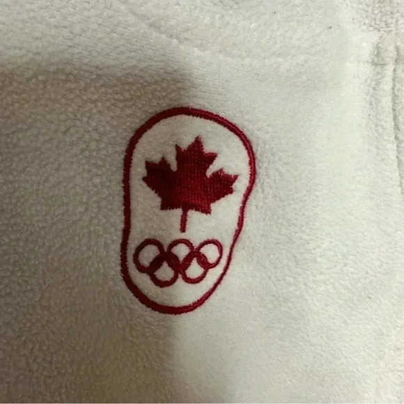 Adidas Training Jacket Canada Olympics Fleece White & Red Size Medium - Picture 6 of 16